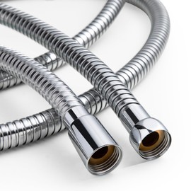 OFFO Large Bore Shower Hose 1.8m, 11mm Bore High-Flow Anti-Kink Shower Hose Stainless Steel Replacement High Pressure Shower Hoses,Universal Leakproof,Chrome