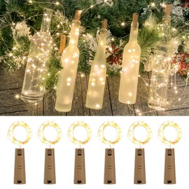 Etinga Dual Battery Pack LED Bottle Lights, 6.6ft 20led Double The Lighting Time, for Indoor and Outdoor use, for Christmas,(6 Pack, Warm White（Dual Battery Pack）)