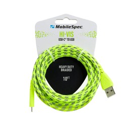 MobileSpec MB06733 10 Foot USB-A to USB-C Hi-Visibility Charge and Sync Cable - Green