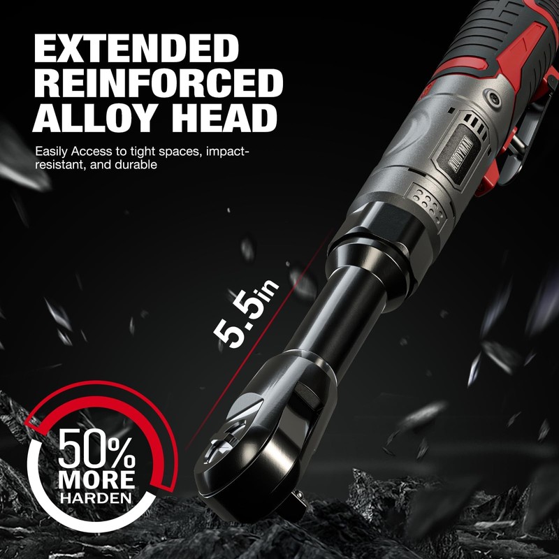 Alloyman 3/8" Cordless Ratchet Wrench Set, 60FT-LBS(80N.m) Electric Ratchet, 12V