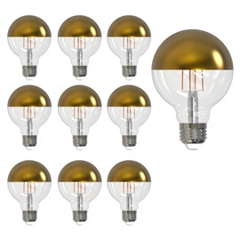 Bulbrite 776923 10-Pack Filaments G25 Half Gold Light Bulb