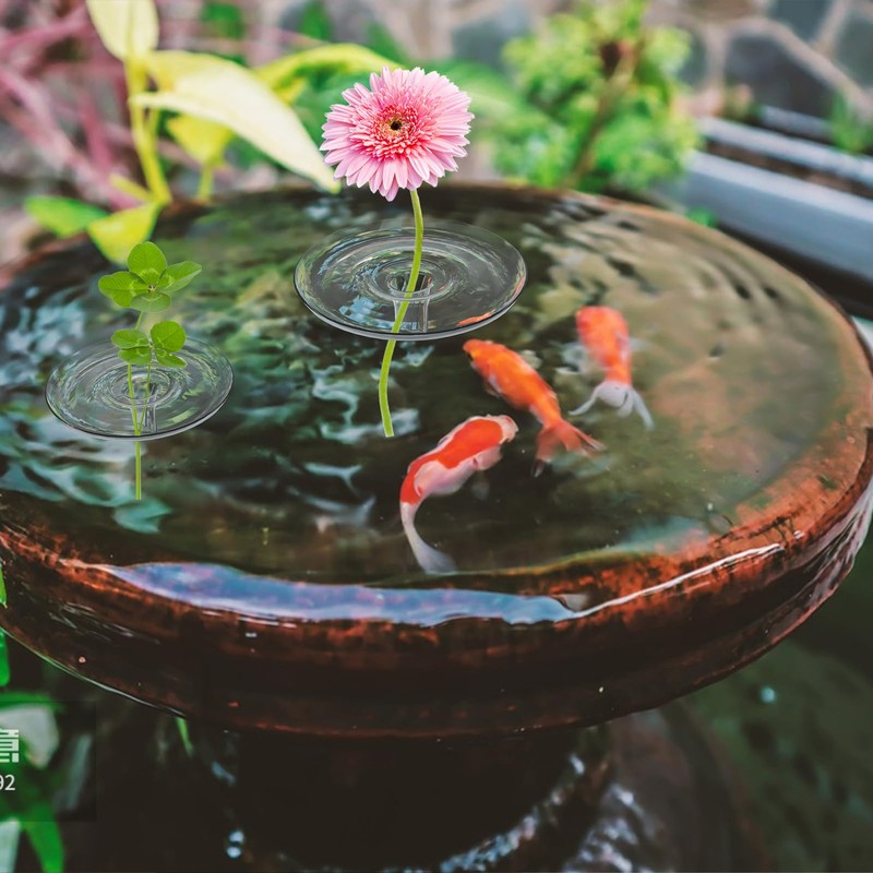 10 PCS Creative Mini Floating Aquarium Plant Holder, Clear Round