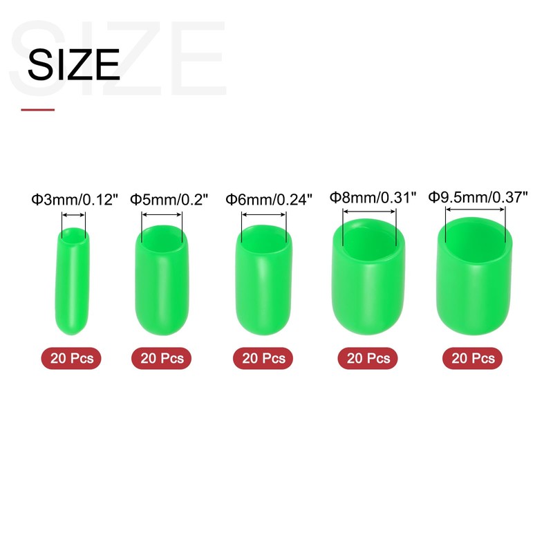 sourcing map 100pcs Round Rubber End Caps Protective Caps 1/8"