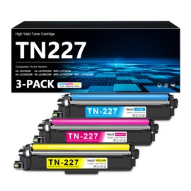 TN227 Toner Cartridge High Yield 3 Pack Replacement for TN-227 TN-227C TN-227M TN-227Y Toner Cartridge for HL-L3210CW HL-L3230CDW HL-L3270CDW HL-L3290CDW MFC-L3710CW MFC-L3750CDW MFC-L3770CDW Printer