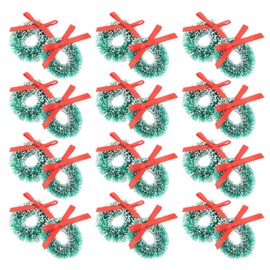 Yardwe Grapevine Wreath 24Pcs Mini Christmas Wreath, Dollhouse Miniature Christmas Wreath Christmas Tree Hanging Garlands Christmas Ornament Wreath Frame