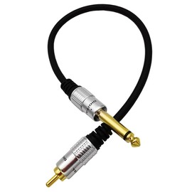 Traovien 6.35mm to RCA, RCA to 1/4 Mono TS Cable, Gold Plated 6.35mm Mono Male to RCA Male Audio Interconnect Cable 1Feet/30cm