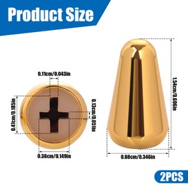 PEUTIER 2pcs 5 Way Pickup Switch Tip, 3 Way Switch Cap Switch Knob Guitar Pickup Switch Tip Compatible with Strat Tele (Gold), 0.61x0.35x0.35 inch