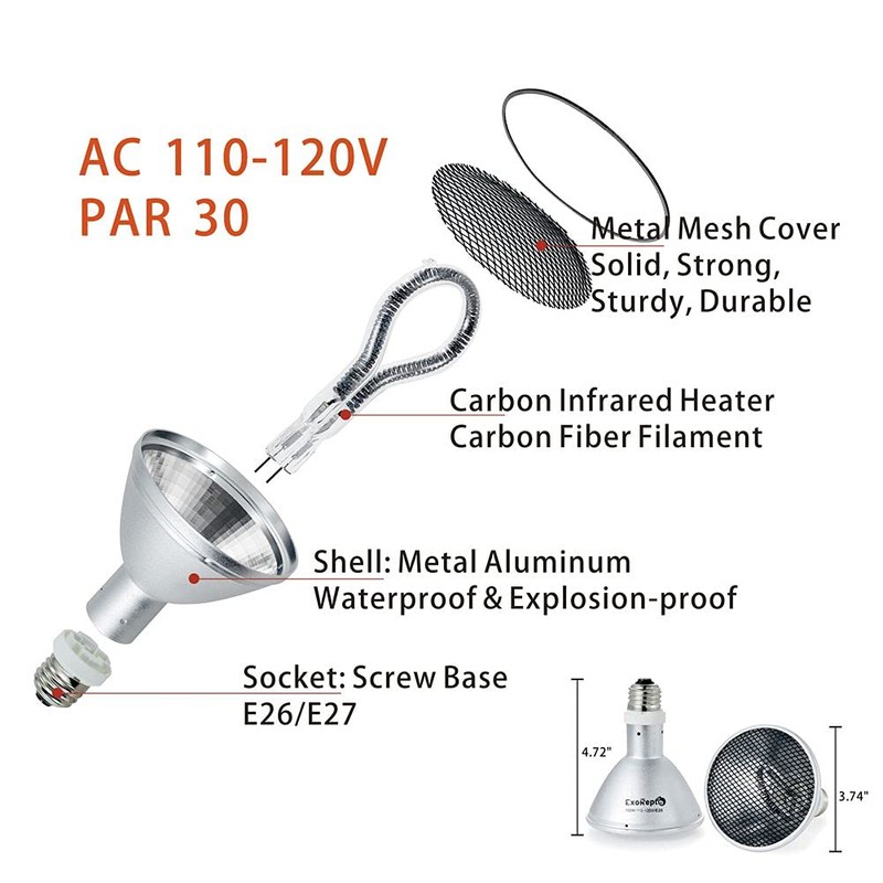 ExoRepti Deep Heat Projector Reptile Heat Lamp Bulb (DHP 100W,