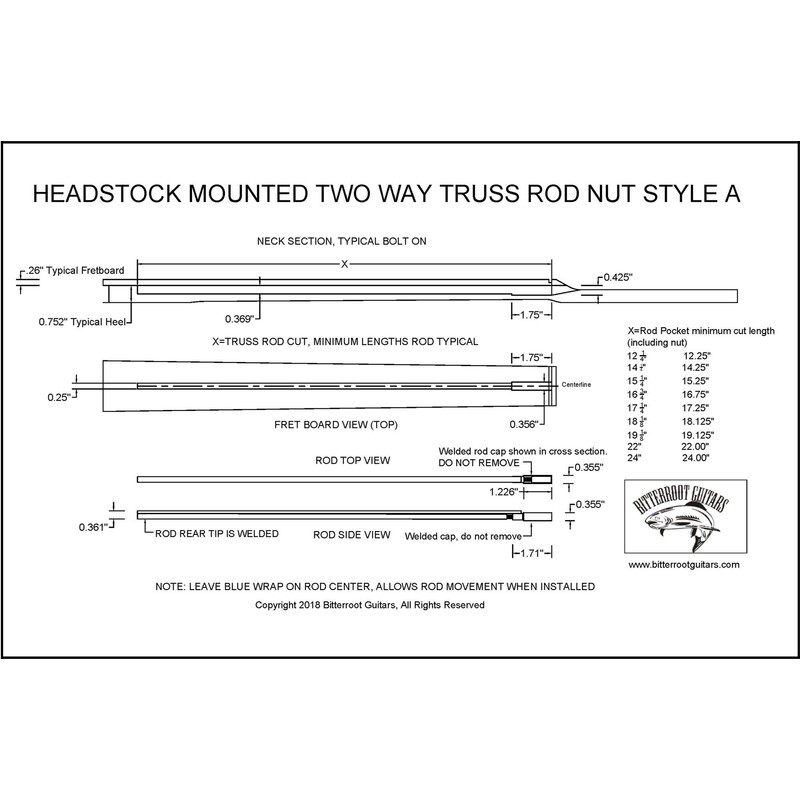 Bitterroot Guitar Truss Rod 14 1/8" Two Way 5 Pack