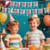 2pcs Cartoon Birthday Banners, Pre-Strung Happy Birthday Fishtail Flag Banner