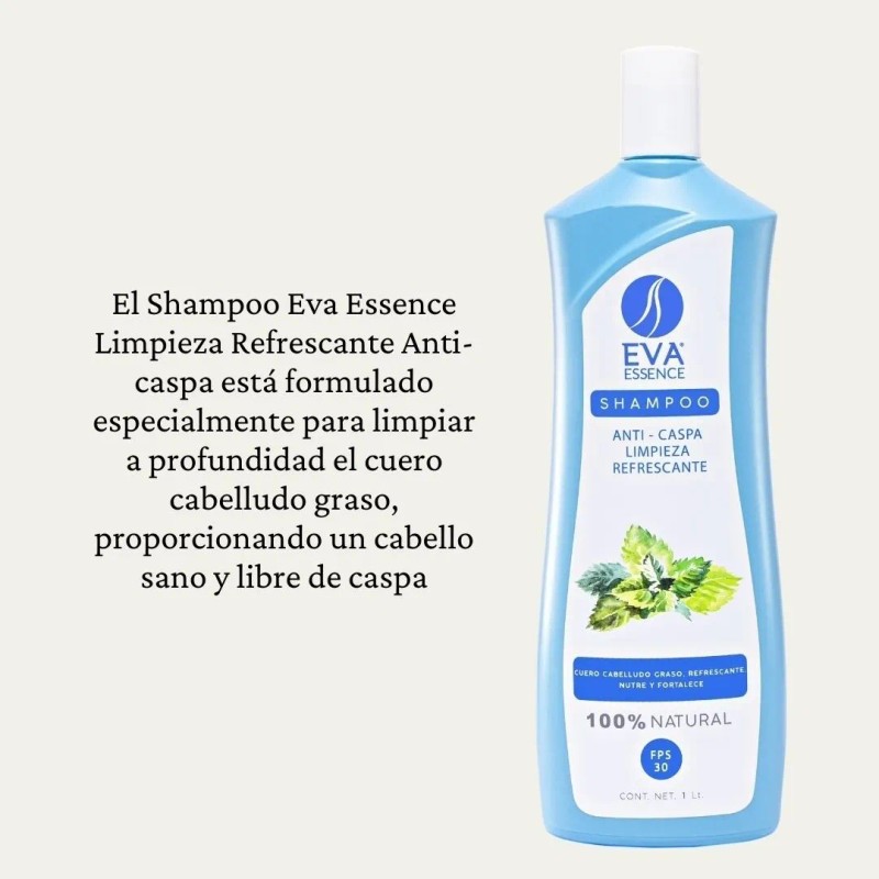 Shampoo Eva Essence Anticaspa, Limpieza Refrescante 1l