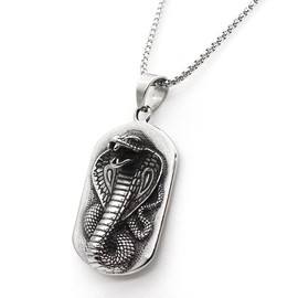 Snake Pendant, Gothic Cobra Necklace for Men, Nordic Viking Snake Chain, Cobra Snake Jewellery, Hip Hop Snake Day Charm Necklace, Stainless Steel Punk Snake Animal Pendant Necklace, Non-precious metal