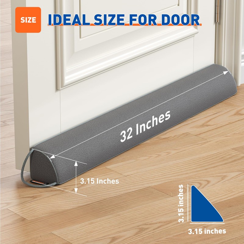 MAGZO Door Draft Stopper 32 Inches, Weighted Triangular Door Snake