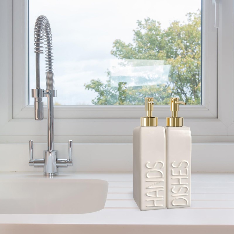 Karisky Soap Dispenser Set with Gold Rustproof Stainless Steel Pump,