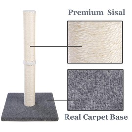 Cat Scratching Post Carpet, Tall Big Sisal Rope Cat Scratch Pole for Cats and Kittens, Stable Carpeted Heavy Base (Beige/Yellow)