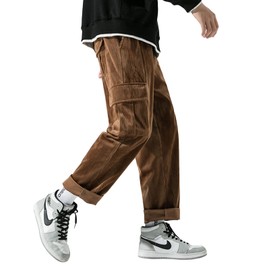 Aelfric Eden Corduroy Loose Pants Solid Vintage Casual Sweatpants Hip Hop Streetwear Pants Brown