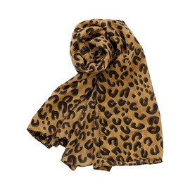 uxcell Leopard Cheetah Animal Print Chiffon Scarf Beach Wrap Shawl Women's Scarves 162 x 71cm/63 3/4 x 28 inches (L*W) Black Brown