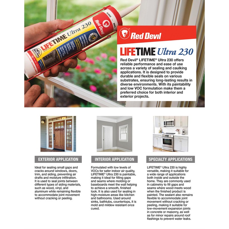 Red Devil 0770 Lifetime Ultra 230 Premium Elastomeric Acrylic Latex