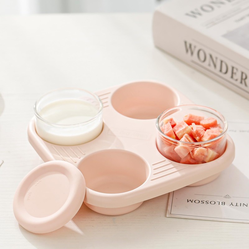 Kalar Baby Food Preservator Containers 4 Pcs Glassware... (Pink)