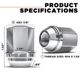 White Knight M14x1.5 Lug Nuts for Select GM and CDJR, Solid Piece Factory Style Chrome Standard (1.56") Duplex Bulge Acorn - 1709D-24AM, 24 Pack