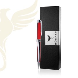 Hörner Vulcanus Ballpoint Pen, High-Quality Pen, Black, Red, White, Metal Ballpoint Pen, Elegant Design, Gift for Men, Farewell Gift, Colleagues, Wedding Favours
