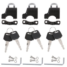3 pcs Universal Motorcycle Helmet Locks, BOSOIRSOU 22mm-26mm Anti-Theft Helmet Safety Lock Aluminum Alloy Handlebar Padlock Mount for Motorbike Scooter Street Bike