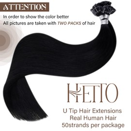 Hetto Bondings Real Hair Black Hair Extensions Bondings Real Hair Remy Extensions Real Hair Bondings Hot Fusion Black #1 50 g 35 cm