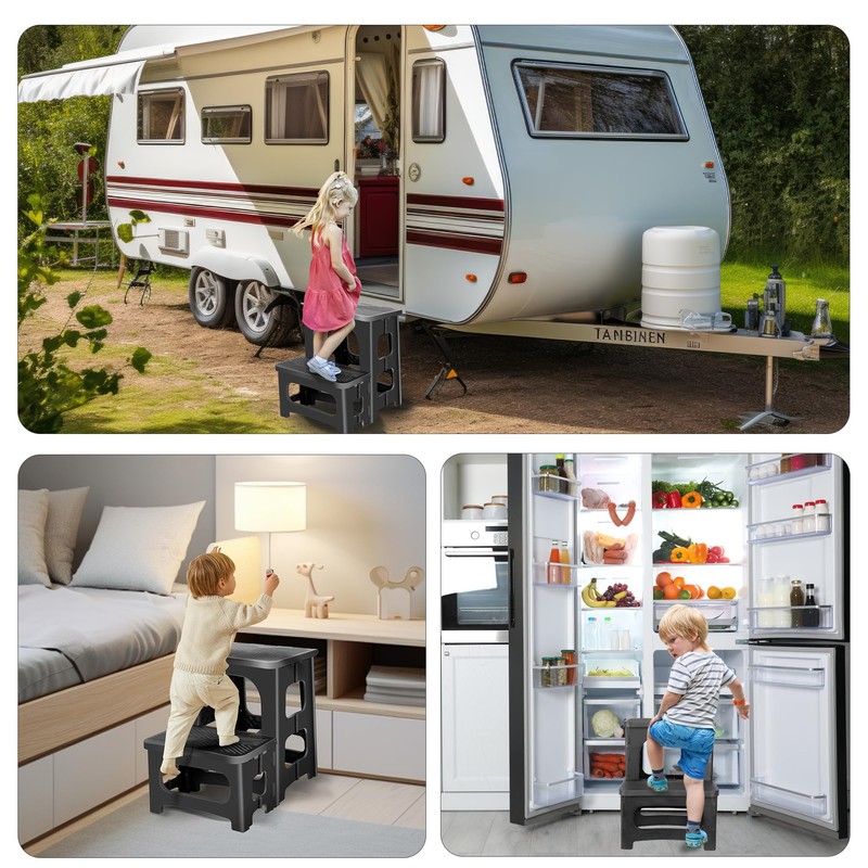 Folding 2 Step Stool for Kids Adults,Collapsible Rv Step Stool