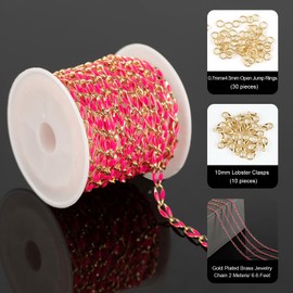YOUBEIYEE 2 Meters Jewelry Chains for Jewelry Making, Enamel Cable Rolo Chain Spool with Jump Rings and Lobster Clasps