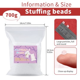 FTEVEN 700g / 24.7oz Toy Stuffing Beads, Premium Plastic Weight Stuffed Beads, Polyethylene Filler Beads, Plastic Transparent Stuffing Beads for Filling Bean Bags, Animal Toys, DIY Crafts