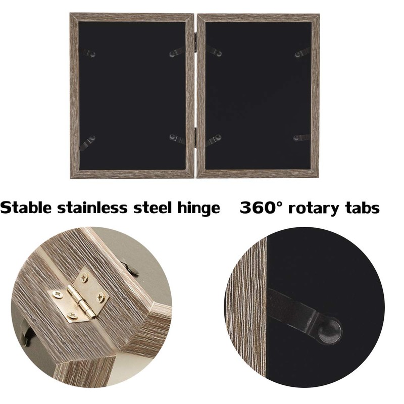 5x7 Picture Frames Double Hinged MDF Wood Grain Shadow Box