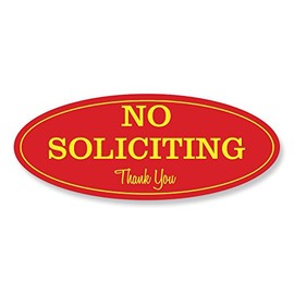 Oval No Soliciting Sign (Red / Yellow) - Small