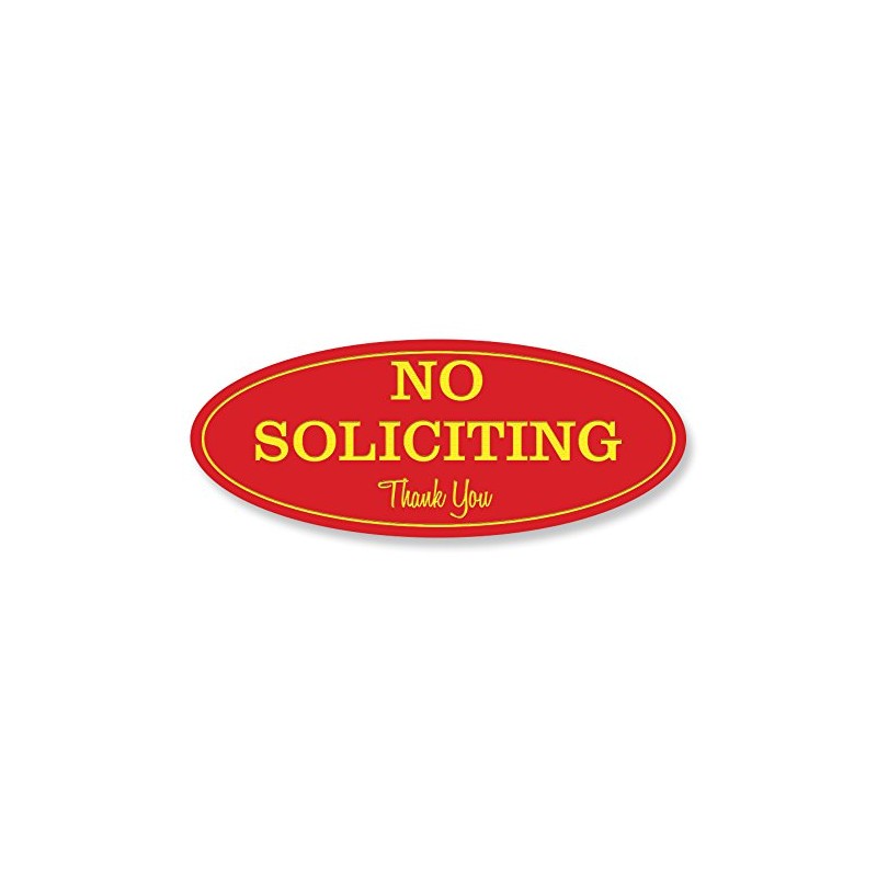 Oval No Soliciting Sign (Red / Yellow) - Small