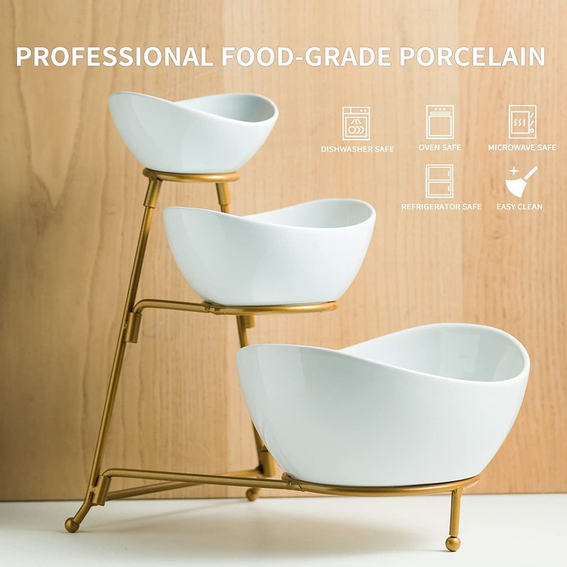 YHOSSEUN 3 Tier Serving Stand Oval Serving Bowl with Metal