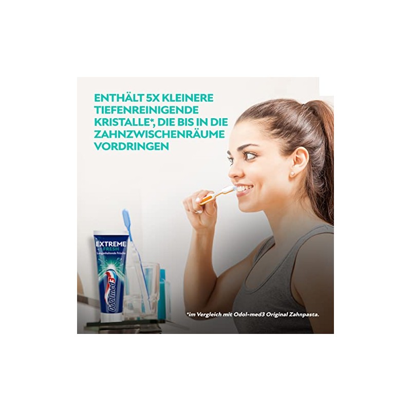 Odol-med3 Extreme Fresh Toothpaste, Strong Fresh, Respiratory Protection, Caries Prophylaxis,