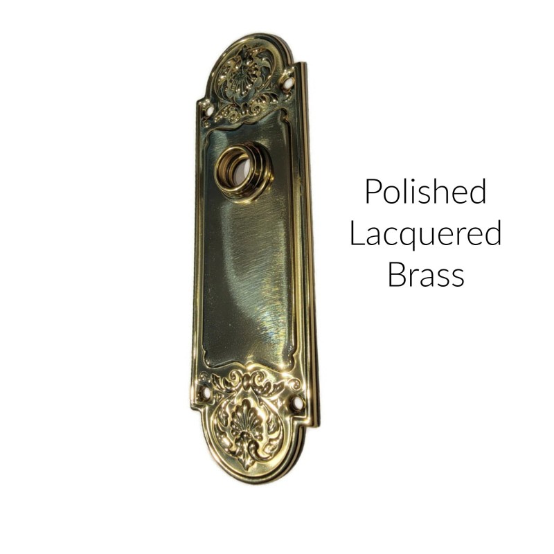 Refined antique style door trim escutcheon plate in the Polished