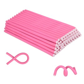 Royota 60PCS 9.45" Heatless Flexible Curling Rod, Skinny Small Flexi Rod Soft Twist Foam Hair Rollers for Tight Curl Women Girl Home Use Long and Short Hair (0.31 x 9.45 Inch, Pink#)