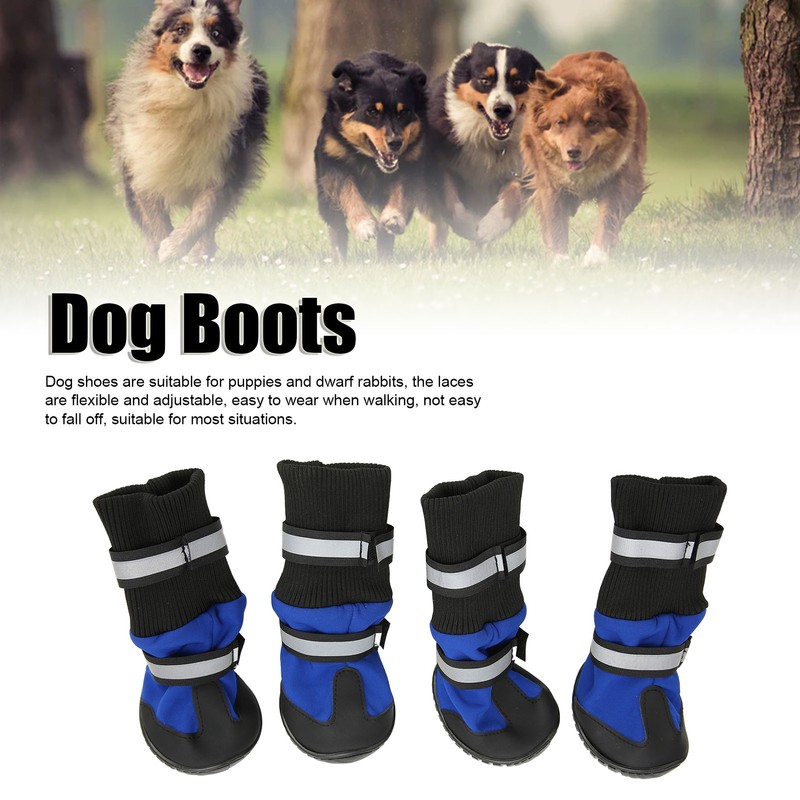 4Pcs Dog Boots Waterproof Pet Booties Reflective Breathable Wearproof High