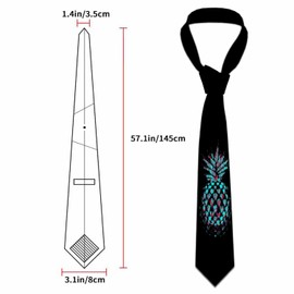 Yakuna Pineapple Men's Neckties Tropical Teal Fruit Artwork Black Men's Tie for Mens Teens Business Work Casual Wedding Party
