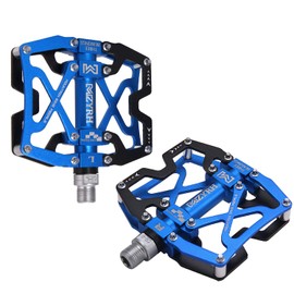 MZYRH Mountain Bike Pedals, Ultra Strong Colorful CNC Machined 9/16" Cycling Sealed 3 Bearing Pedals(Black Blue 3 Bearings)