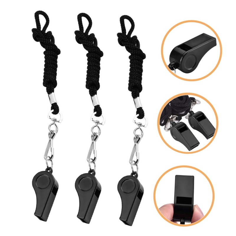 Mipcase 3PCS Plastic Whistles with Lanyard Loud Emergency Referee Whistles