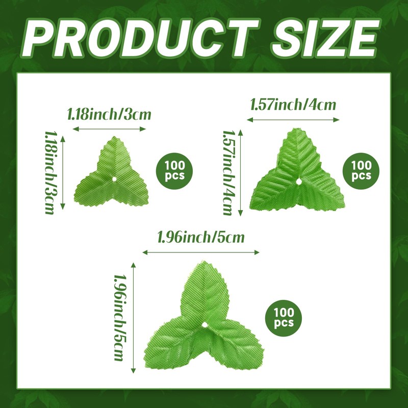 Hanycon 300PCS Artificial Leaves Mix Size Fake Rose Leaves Faux