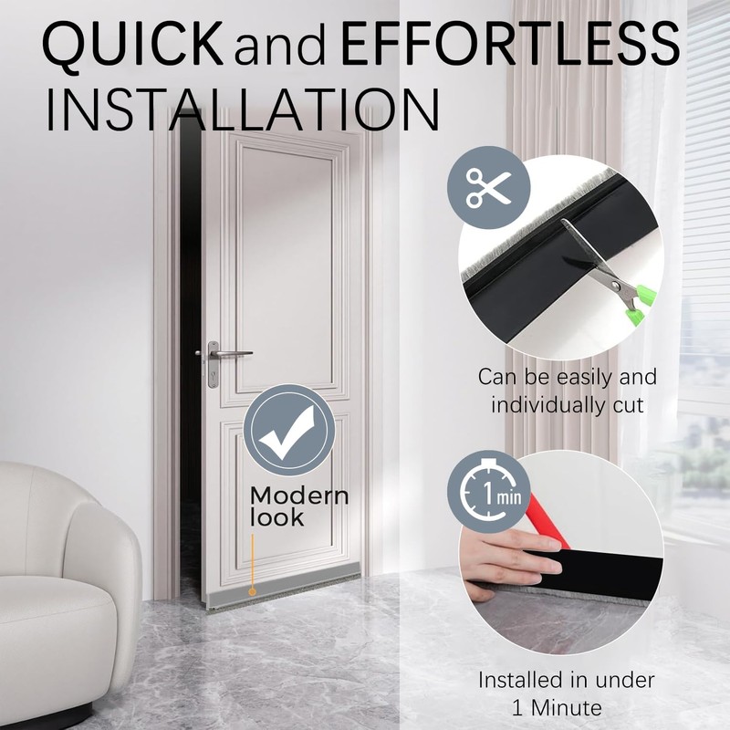 2 Pack Under Door Draft Stoppers with Brush, Door Soundproofing