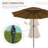 3 Tiers Tan 9FT Outdoor Patio Umbrella with Crank Push
