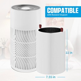 SAKEGDY 47501 47502 Replacement Filter Compatible with Nuwave Oxypure Air Cleaner Purifier Models 47501 and 47502, 2-in-1 Filter with True HEPA + Activated Carbon, 2 Packs
