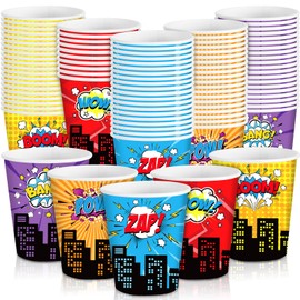 Maxcheck 100 Pcs 9 oz Hero Cups Disposable Party Supplies Paper Cups Colorful Fun Drinking Cups Birthday Party Favor Decorations