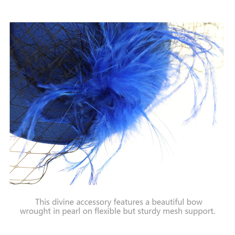 DRESHOW Fascinator Hats for Women Pillbox Hat with Veil Headband