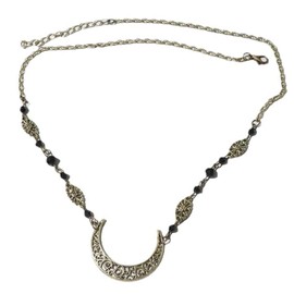 Moon Head Chain Black Pearl Headdress Vintage Festival Hair Chain Jewellery for Women