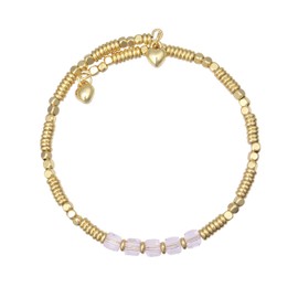 Lauren-Spencer Dainty 18K Gold Plated Beaded Bracelets for Women Stackable Crystal Gemstone Beaded Stretch Bracelets for Women Jewelry Gift (October-Created Rose Zircon)