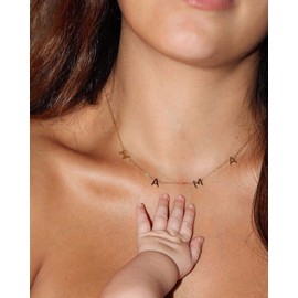 RWQIAN Mother's Day Gift Mum Necklace Stainless Steel Silver/Gold Mother Birthday Gift Mum Necklace 45 + 5 cm, Stainless Steel